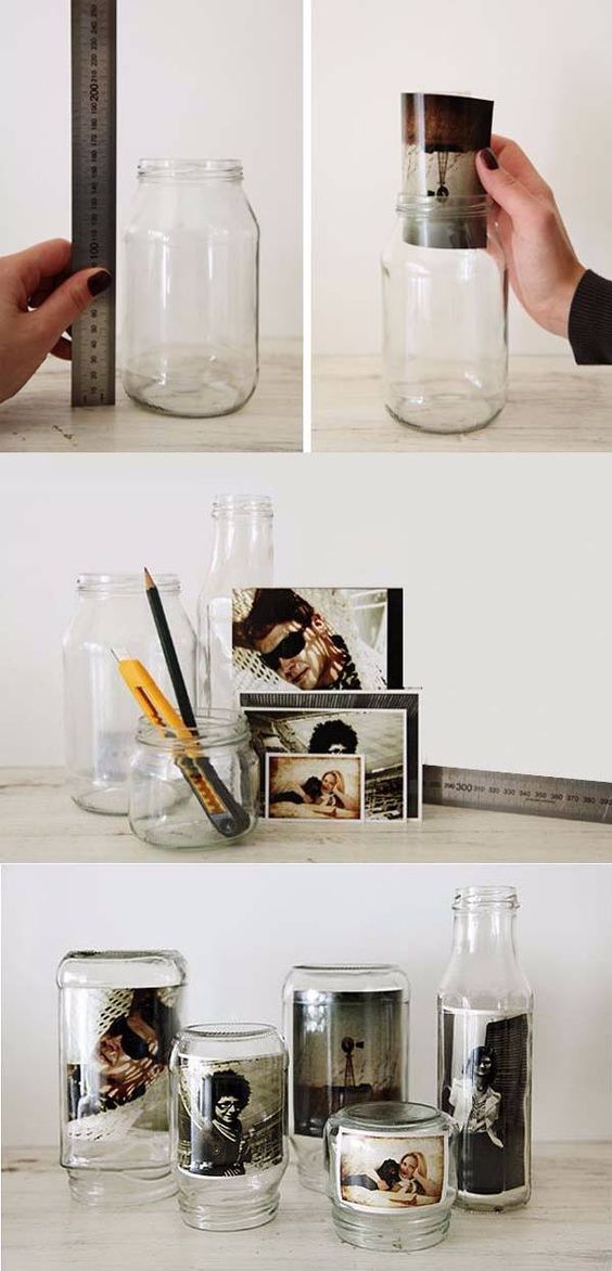 frascos de vidrio decorados